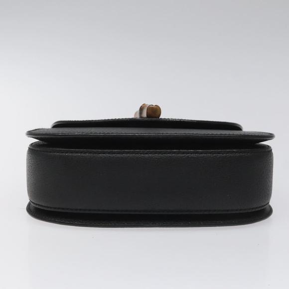GUCCI Bamboo Hand Bag Leather Black Gold 000 2113 0188 Auth yk17496A - Picture 9 of 16